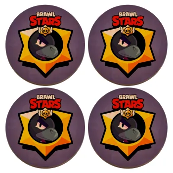 Brawl Stars Crow, ΣΕΤ x4 Σουβέρ ξύλινα στρογγυλά plywood (9cm)