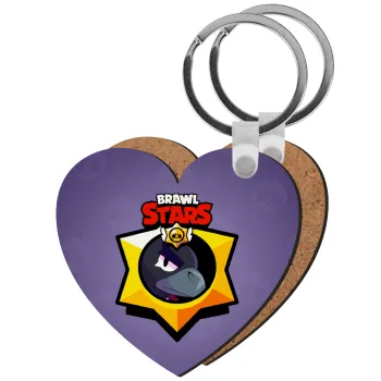 Brawl Stars Crow, Μπρελόκ Ξύλινο καρδιά MDF