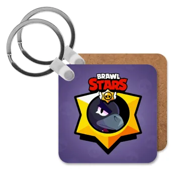 Brawl Stars Crow, Μπρελόκ Ξύλινο τετράγωνο MDF