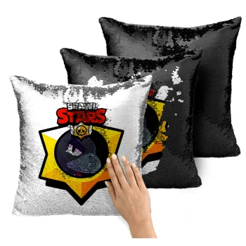 Brawl Stars Crow, Μαξιλάρι καναπέ Μαγικό Μαύρο με πούλιες 40x40cm περιέχεται το γέμισμα
