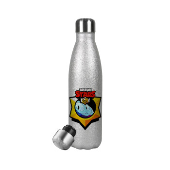 Brawl Stars Squeak, Metallic Glitter Silver Thermos Flask (Stainless steel), double-walled, 500ml