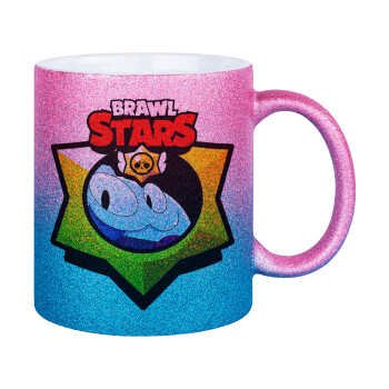 Brawl Stars Squeak, Κούπα Χρυσή/Μπλε Glitter, κεραμική, 330ml