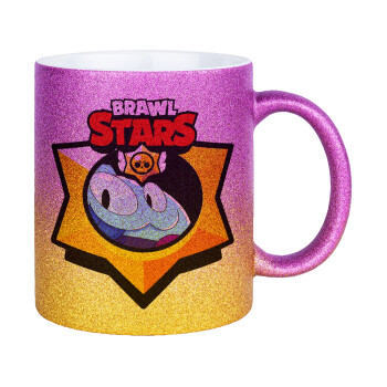 Brawl Stars Squeak, Κούπα Χρυσή/Ροζ Glitter, κεραμική, 330ml