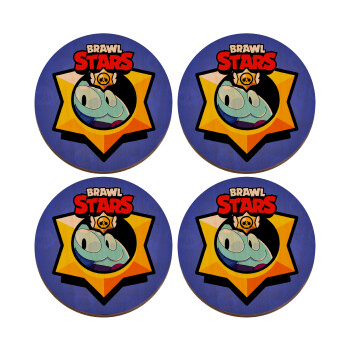 Brawl Stars Squeak, ΣΕΤ x4 Σουβέρ ξύλινα στρογγυλά plywood (9cm)