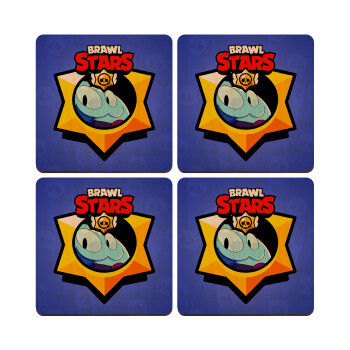 Brawl Stars Squeak, ΣΕΤ x4 Σουβέρ ξύλινα τετράγωνα plywood (9cm)