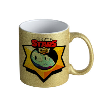 Brawl Stars Squeak, Κούπα Χρυσή Glitter που γυαλίζει, κεραμική, 330ml
