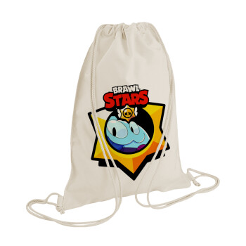 Brawl Stars Squeak, Τσάντα πλάτης πουγκί GYMBAG natural (28x40cm)
