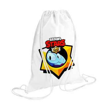 Brawl Stars Squeak, Τσάντα πλάτης πουγκί GYMBAG λευκή (28x40cm)