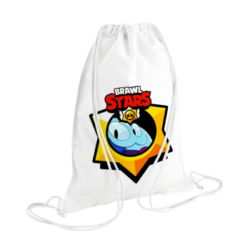 Brawl Stars Squeak, Backpack pouch GYMBAG white (28x40cm)