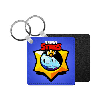 Brawl Stars Squeak, Μπρελόκ Δερματίνη, τετράγωνο ΜΑΥΡΟ (5x5cm)