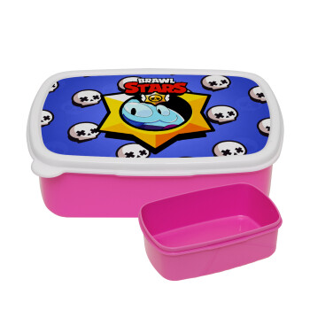 Brawl Stars Squeak, ΡΟΖ παιδικό δοχείο φαγητού (lunchbox) πλαστικό (BPA-FREE) Lunch Βox M18 x Π13 x Υ6cm