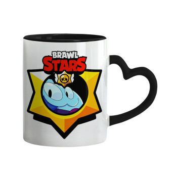Brawl Stars Squeak, Mug heart black handle, ceramic, 330ml