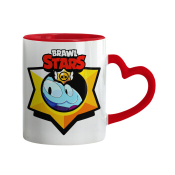 Brawl Stars Squeak, Mug heart red handle, ceramic, 330ml