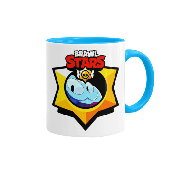 Brawl Stars Squeak, Mug colored light blue, ceramic, 330ml