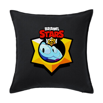 Brawl Stars Squeak, Μαξιλάρι καναπέ Μαύρο 100% βαμβάκι, περιέχεται το γέμισμα (50x50cm)