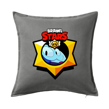 Brawl Stars Squeak, Μαξιλάρι καναπέ Γκρι 100% βαμβάκι, περιέχεται το γέμισμα (50x50cm)