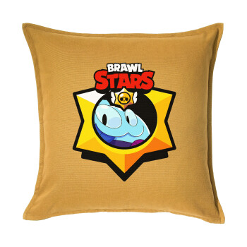 Brawl Stars Squeak, Μαξιλάρι καναπέ Κίτρινο 100% βαμβάκι, περιέχεται το γέμισμα (50x50cm)
