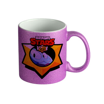 Brawl Stars Squeak, Κούπα Μωβ Glitter που γυαλίζει, κεραμική, 330ml
