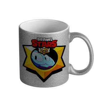 Brawl Stars Squeak, Κούπα Ασημένια Glitter που γυαλίζει, κεραμική, 330ml