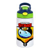 Children's hot water bottle, stainless steel, with safety straw, green, blue (350ml)