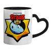 Mug heart black handle, ceramic, 330ml