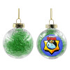 Transparent Christmas tree ball ornament with green filling 8cm