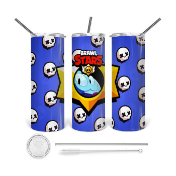 Brawl Stars Squeak, Tumbler stainless steel 600ml, with metal straw & cleaning brush