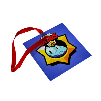 Brawl Stars Squeak, Christmas ornament, glass square ornament 9x9cm