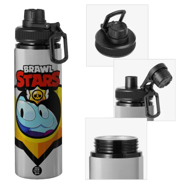 Brawl Stars Squeak — Metallic water bottle with safety cap, 850ml aluminum