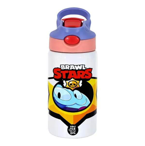 Brawl Stars Squeak — Παιδικό παγούρι θερμό, ανοξείδωτο, με καλαμάκι ασφαλείας, ροζ/μωβ (350ml)