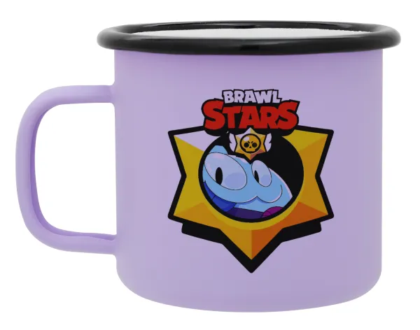 Brawl Stars Squeak — Metal enamel mug, matte light pastel purple, 360ml