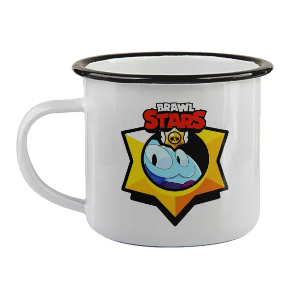 Brawl Stars Squeak — Enamel mug with black rim, 360ml
