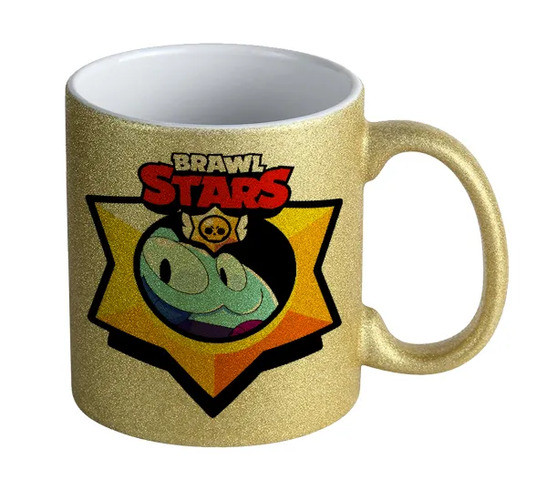 Brawl Stars Squeak — Gold glitter mug that sparkles, ceramic, 330ml