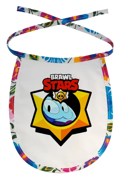 Brawl Stars Squeak — Stain-resistant baby bib with tie, multicoloured