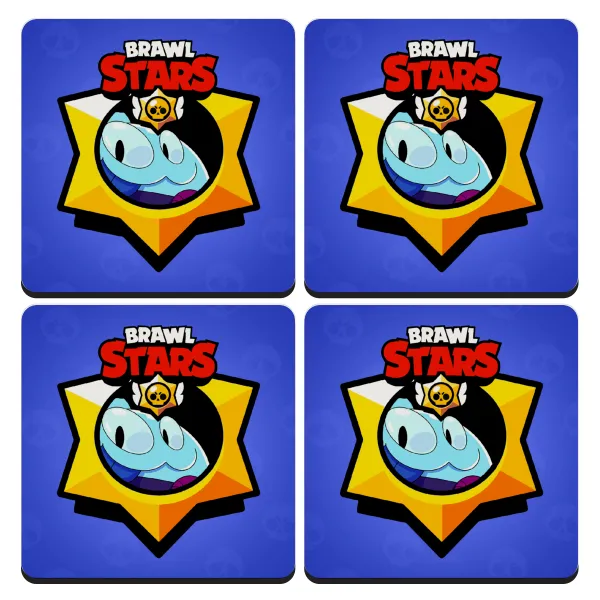Brawl Stars Squeak — Set of 4 square wooden coasters (9cm)