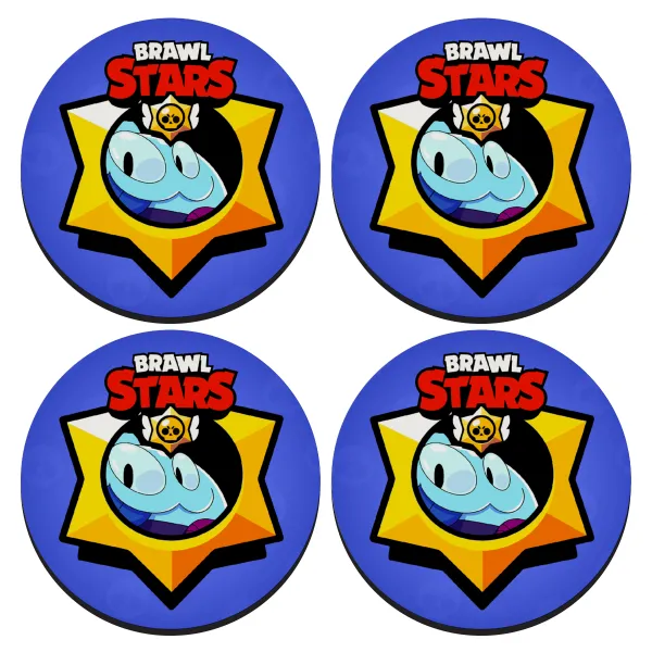 Brawl Stars Squeak — SET of 4 round wooden coasters (9cm)
