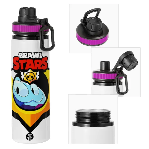 Brawl Stars Squeak — Metallic water bottle with safety lid, 850ml aluminum