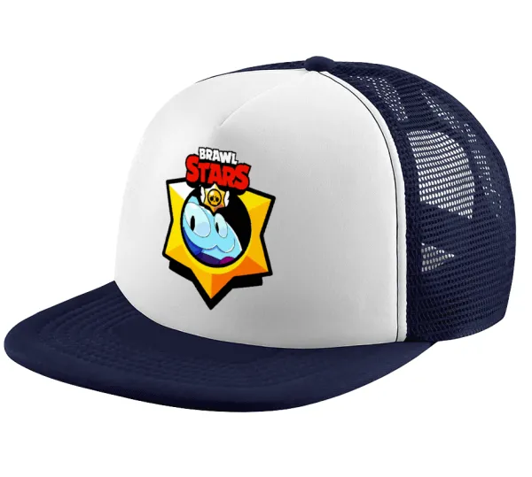 Brawl Stars Squeak — Children's Soft Trucker Cap with Dark Blue/White Mesh (POLYESTER, CHILDREN, ONE SIZE)