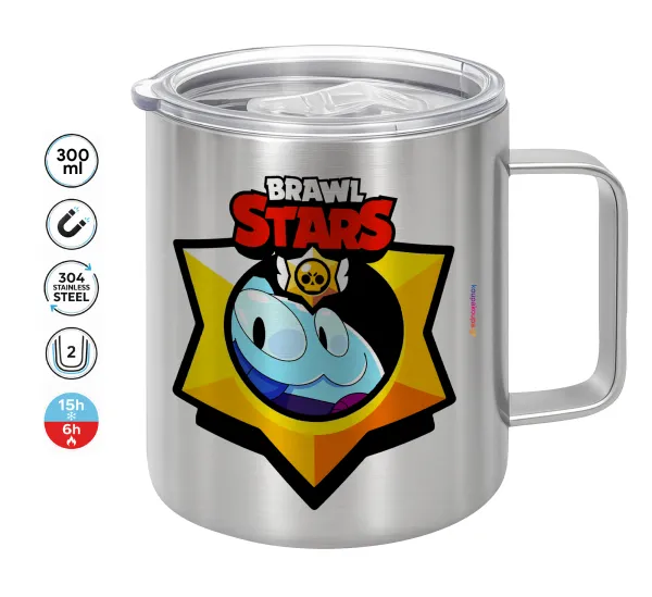 Brawl Stars Squeak — Double-walled stainless steel mug 300ml with temperature-retaining lid
