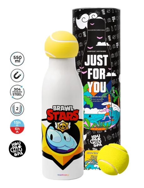 Brawl Stars Squeak — Tennis ball Metal mug thermos White, double wall, 550ml