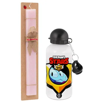 Brawl Stars Squeak, Easter Set, metallic aluminum bottle (500ml) & aromatic flat Easter candle (30cm) (PINK)