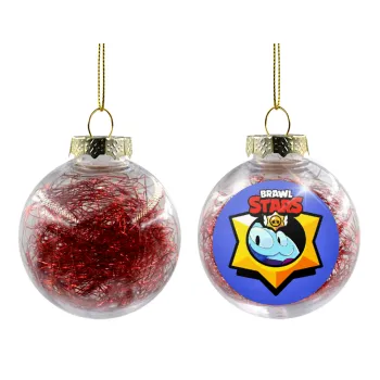 Brawl Stars Squeak, Transparent Christmas tree ball ornament with red filling 8cm
