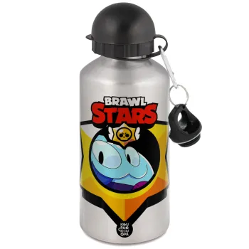 Brawl Stars Squeak, Μεταλλικό παγούρι νερού, Ασημένιο, αλουμινίου 500ml