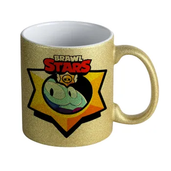 Brawl Stars Squeak, Κούπα Χρυσή Glitter που γυαλίζει, κεραμική, 330ml