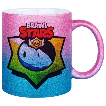 Brawl Stars Squeak, Κούπα Χρυσή/Μπλε Glitter, κεραμική, 330ml
