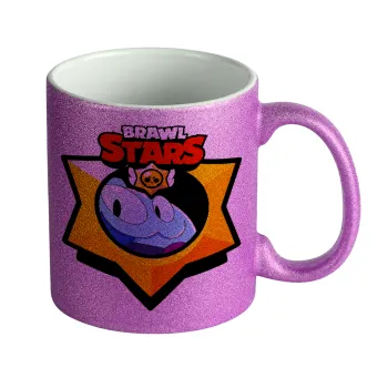 Brawl Stars Squeak, Κούπα Μωβ Glitter που γυαλίζει, κεραμική, 330ml