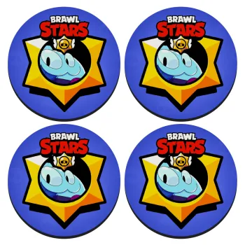 Brawl Stars Squeak, SET of 4 round wooden coasters (9cm)