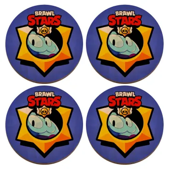 Brawl Stars Squeak, ΣΕΤ x4 Σουβέρ ξύλινα στρογγυλά plywood (9cm)