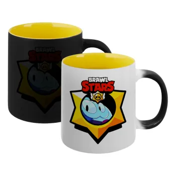 Brawl Stars Squeak, Κούπα Μαγική εσωτερικό κίτρινη, κεραμική 330ml που αλλάζει χρώμα με το ζεστό ρόφημα