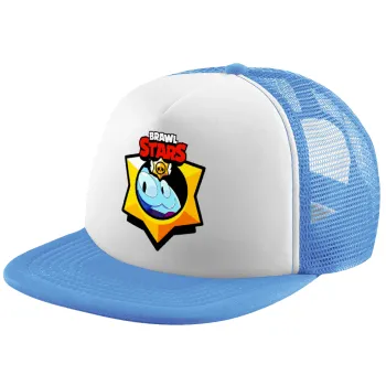 Brawl Stars Squeak, Child's Soft Trucker Hat with Blue/White Mesh (POLYESTER, CHILD, ONE SIZE)